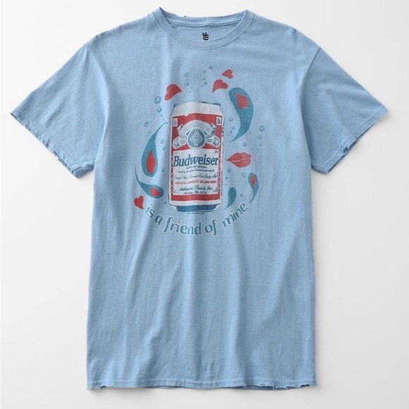 Junk Food Clothing Tops - Light Blue Women’s Sz Small Junkfood Clothing Budweiser Is A Friend of Mine Tee